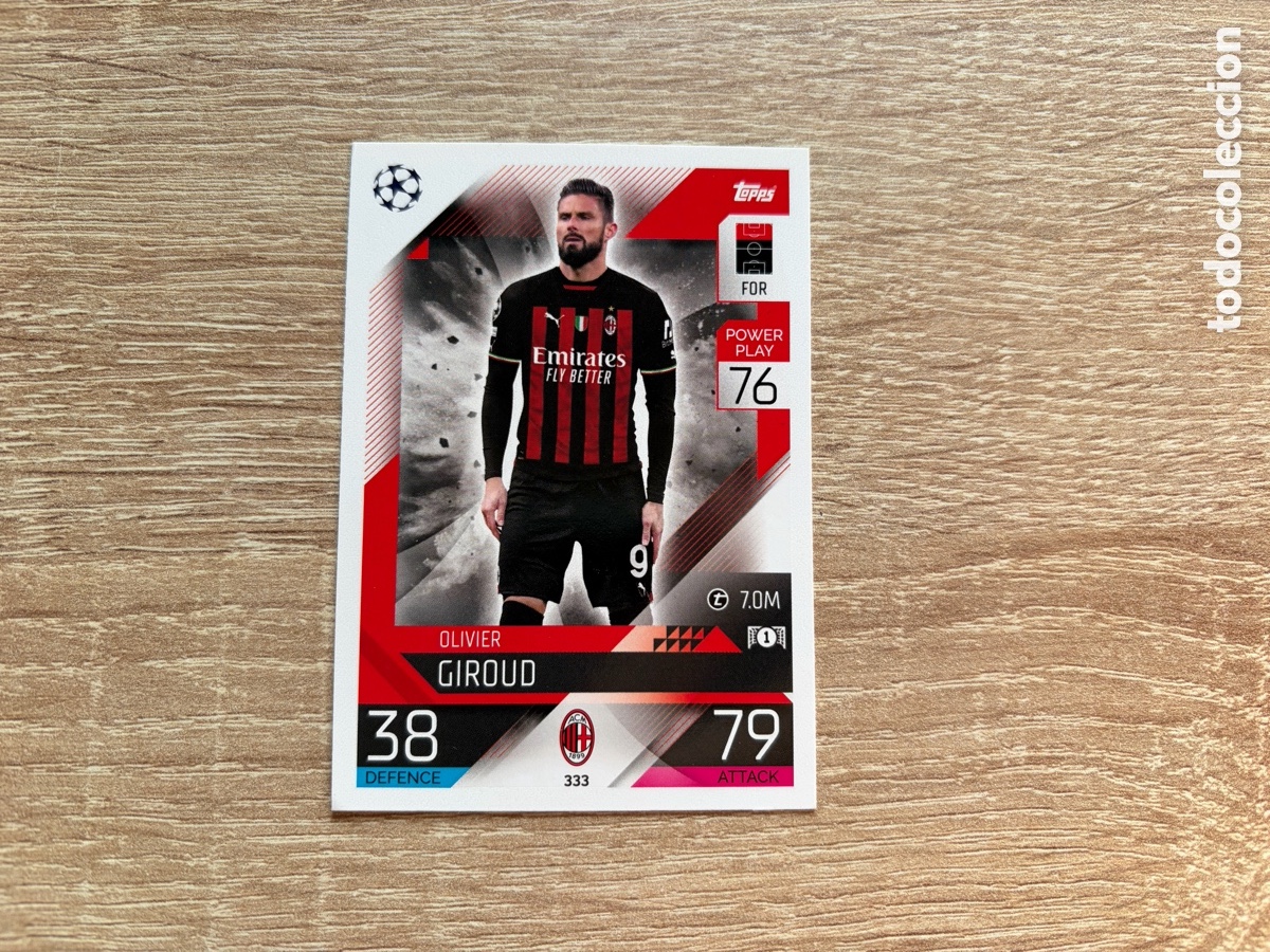 Cromos de f&uacute;tbol: 333 OLIVIER GIROUD MATCH ATTAX TOPPS 2022 2023 AC MILAN