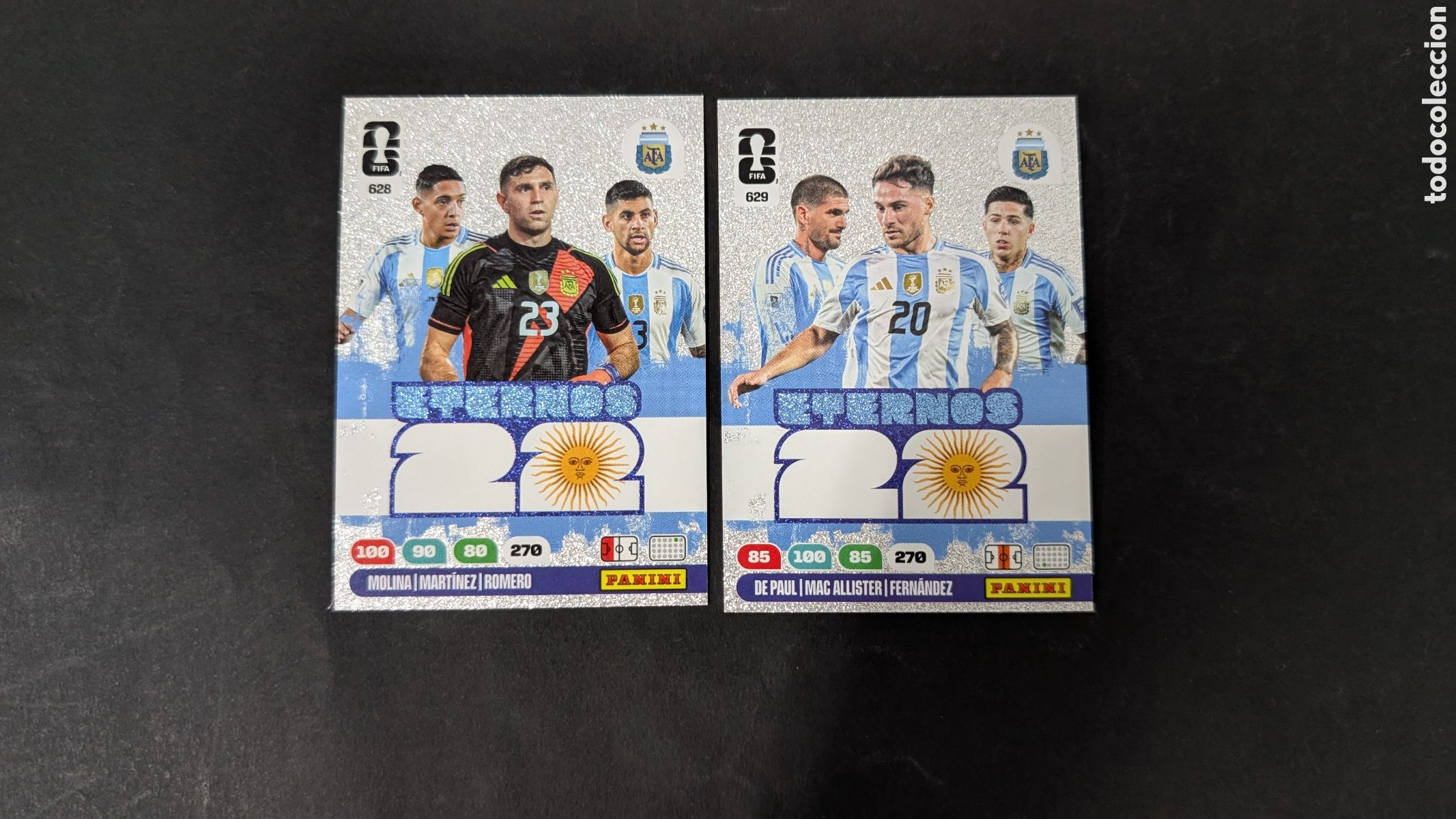 Figurine di Calcio: LOTE 2 ETERNOS ARGENTINA MOLINA DE PAUL 628 Y 629 ADRENALYN XL WORLD CUP 2026 MUNDIAL PANINI
