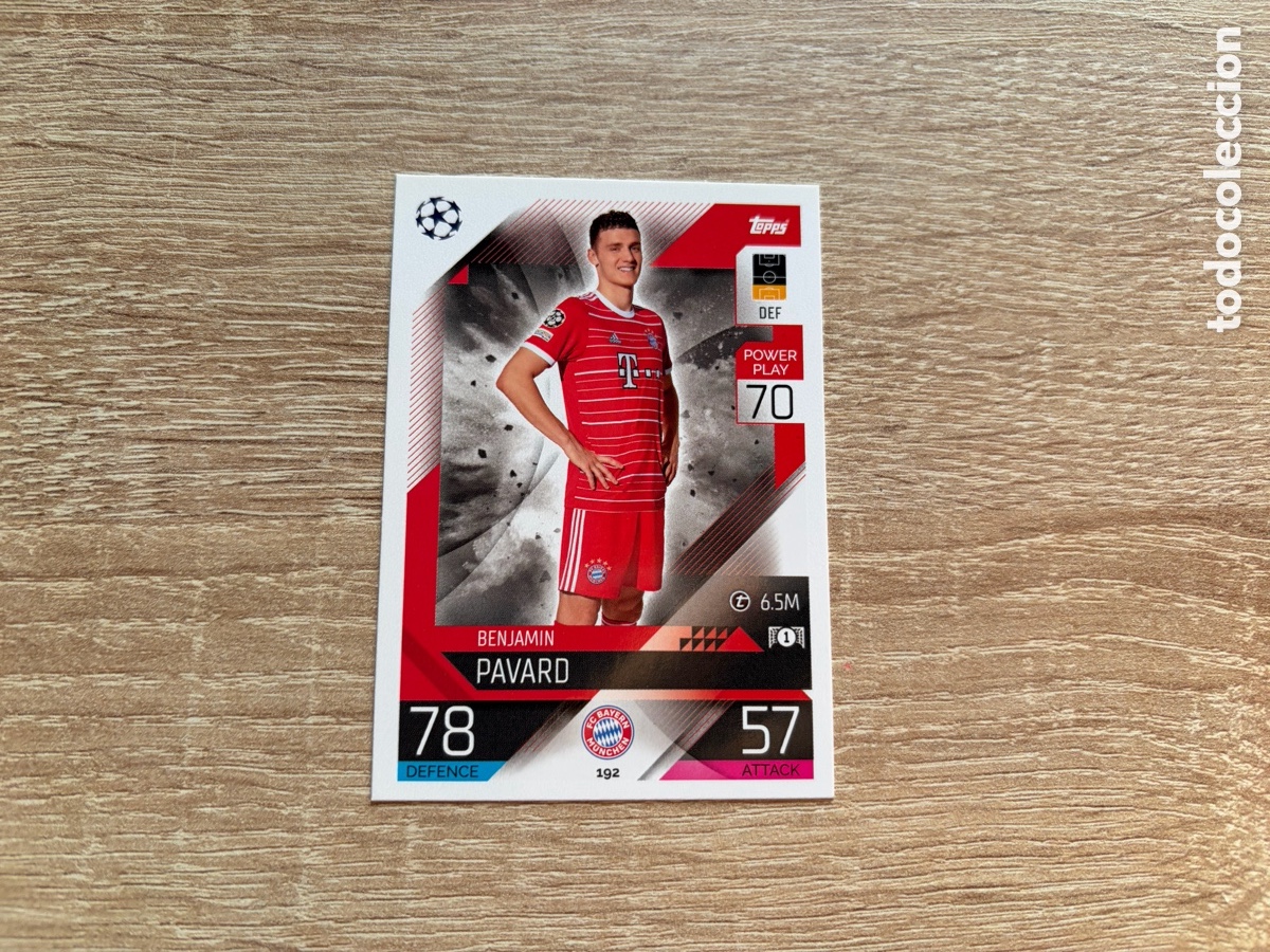 Fu&szlig;ball-Sticker: 192 BENJAMIN PAVARD MATCH ATTAX TOPPS 2022 2023 BAYERN M&Uuml;NCHEN