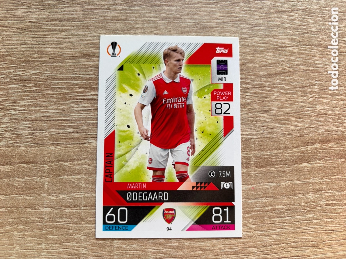 Cromos de f&uacute;tbol: 94 MARTIN &Oslash;DEGAARD (CAPTAIN) MATCH ATTAX TOPPS 2022 2023 ARSENAL