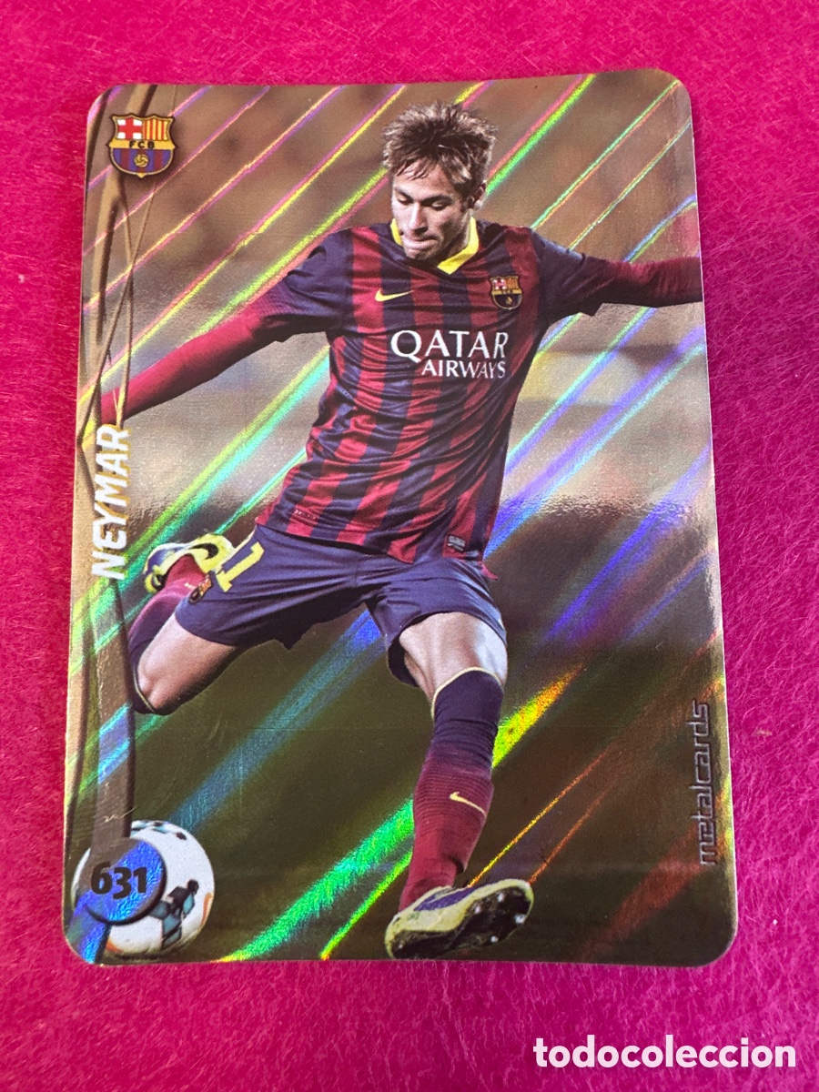 Cartes &agrave; collectionner de Football: 631 NEYMAR (F.C.BARCELONA) TOP VERSI&Oacute;N DIAGONALES MUNDICROMO 2015 14 15 METALCARD