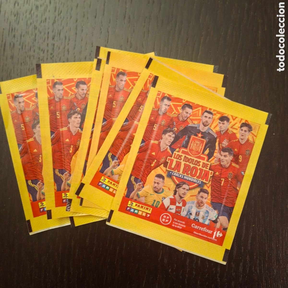 Cromos de f&uacute;tbol: LOTE 8 SOBRES SIN ABRIR - LOS IDOLOS DE LA ROJA CRAKS MUNDIALES - PANINI CARREFOUR - CROMOS FUTBOL