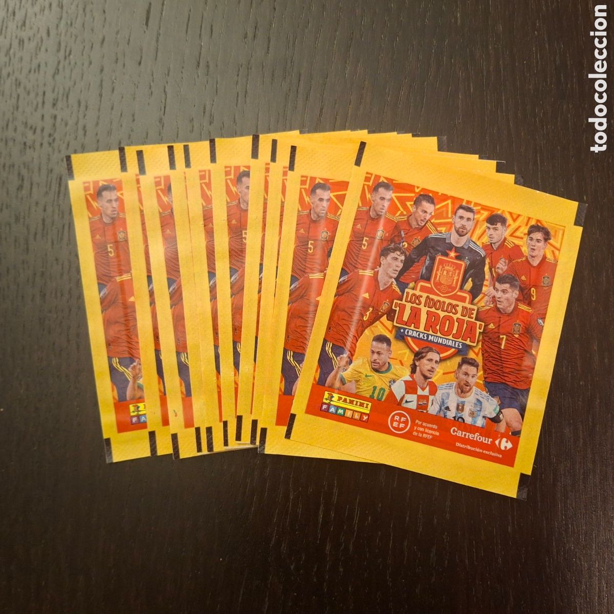 Cromos de f&uacute;tbol: LOTE 10 SOBRES SIN ABRIR - LOS IDOLOS DE LA ROJA CRAKS MUNDIALES - PANINI CARREFOUR - CROMOS FUTBOL