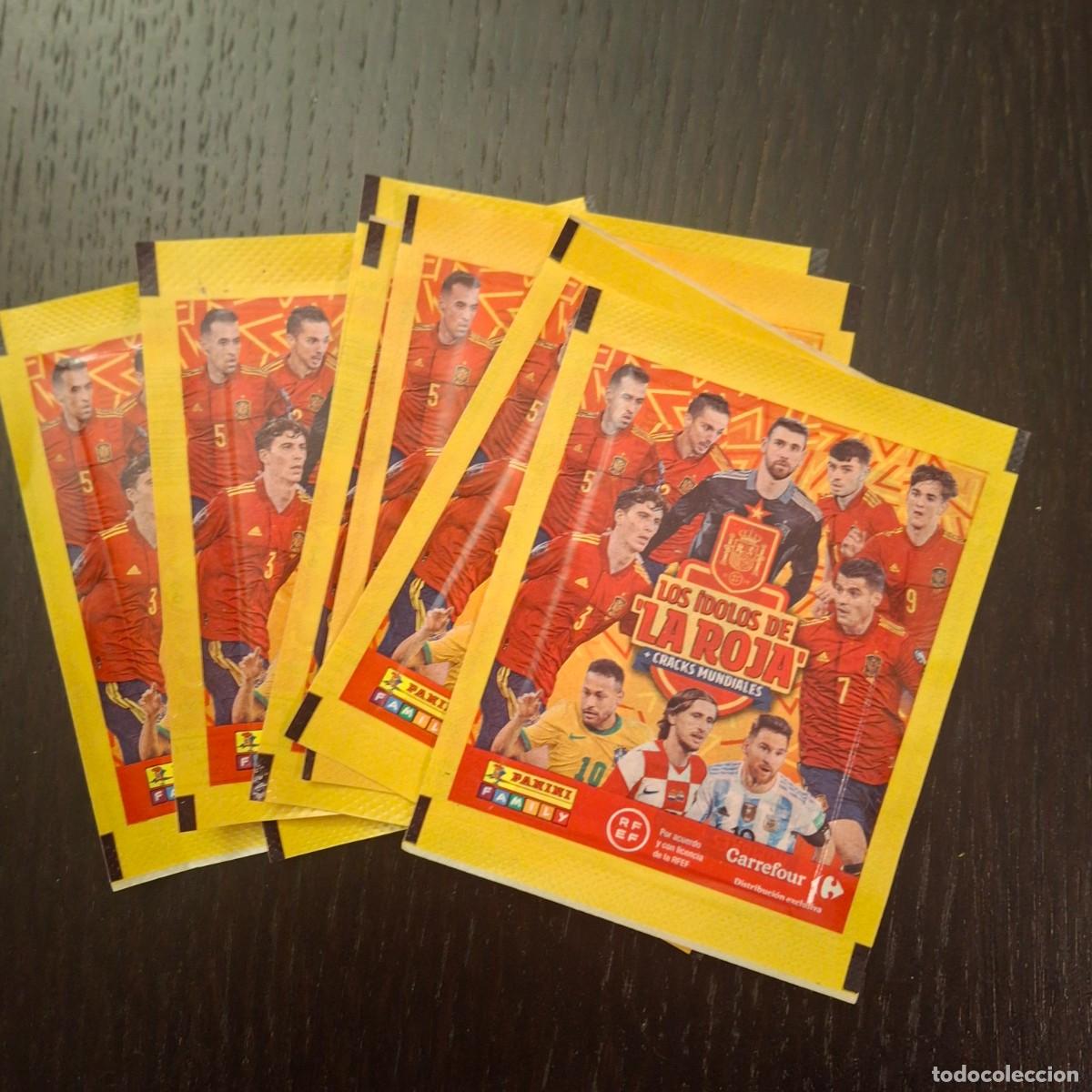 Cromos de f&uacute;tbol: LOTE 10 SOBRES SIN ABRIR - LOS IDOLOS DE LA ROJA CRAKS MUNDIALES - PANINI CARREFOUR - CROMOS FUTBOL
