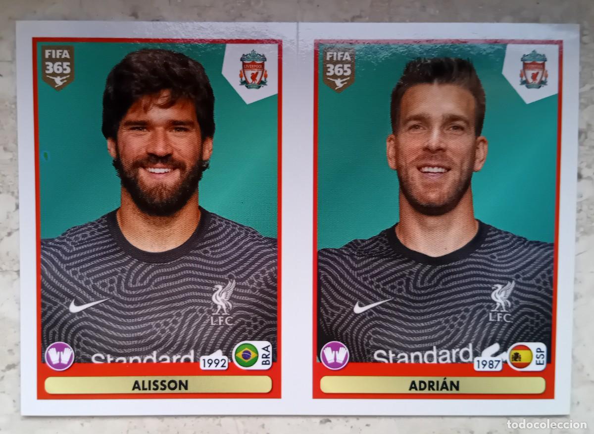 Cromos de f&uacute;tbol: Figurina Panini 2020-21 Cromo Fifa 365 2021 Alisson Adri&aacute;n Liverpool n 28