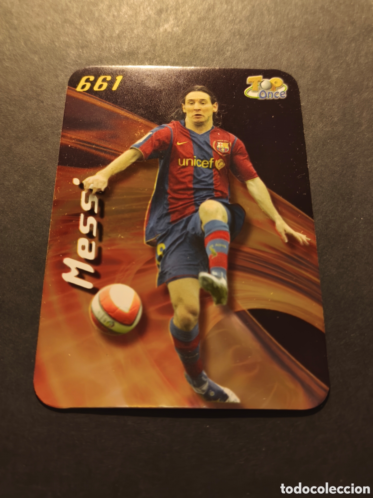 Cromos de f&uacute;tbol: 661 MESSI BARCELONA TOP ONCE MUNDICROMO FICHAS LIGA 2008 VERSI&Oacute;N BRILLO LISO