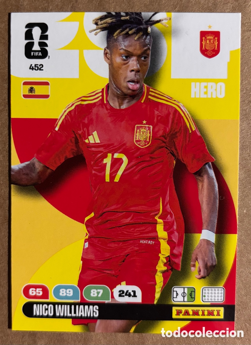 Cromos de f&uacute;tbol: NICO WILLIAMS (ESPA&Ntilde;A). CARTA ICON PANINI ADRENALYN XL FIFA WORLD CUP 2026. #452.