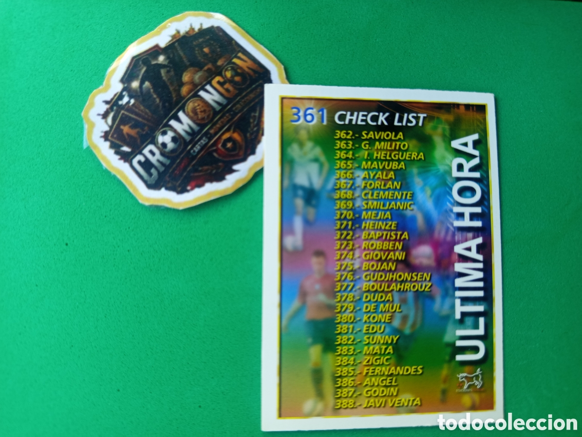 Cromos de f&uacute;tbol: ❇️ CROMO ⚽ CARD INDICE &Uacute;LTIMA HORA CHECK LIST 361 07 08 2007 2008 EDICIONES ESTADIO ❇️