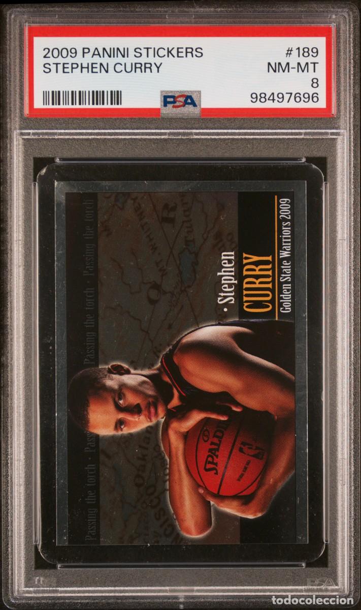 Cromos de f&uacute;tbol: Rookie Stephen Curry #189 Panini Stickers NBA Basketball Stars 2009 2010 PSA 8