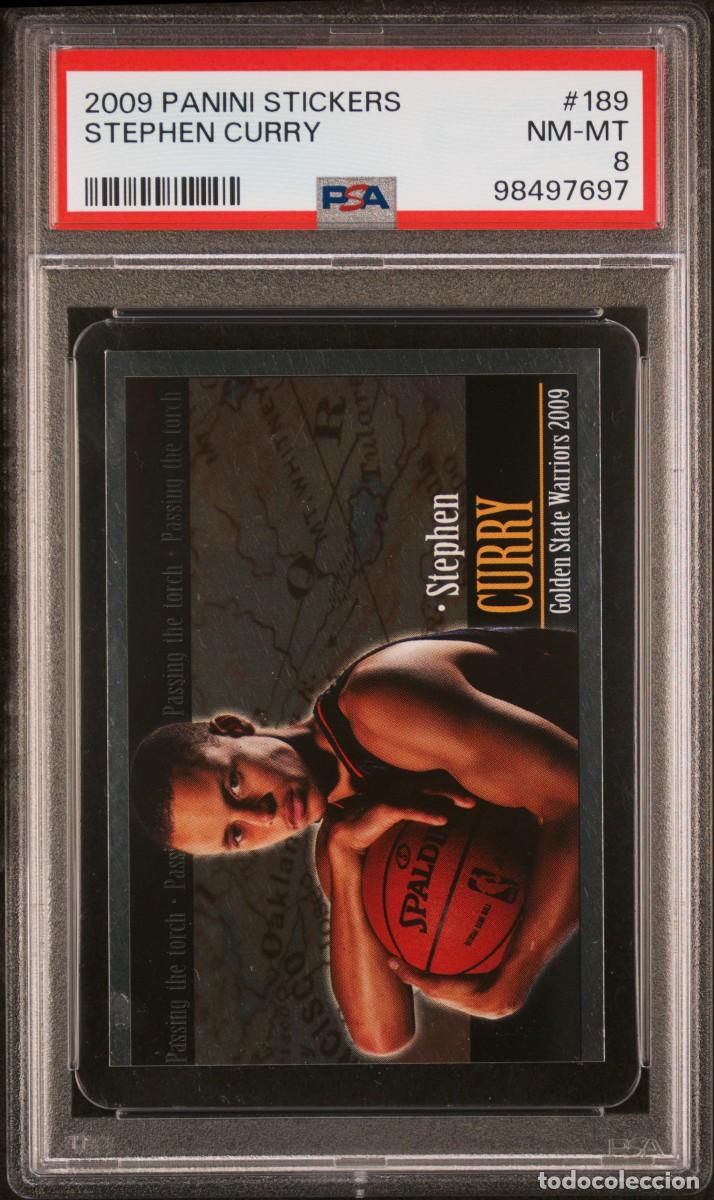 Cromos de f&uacute;tbol: Rookie Stephen Curry #189 Panini Stickers NBA Basketball Stars 2009 2010 PSA 8