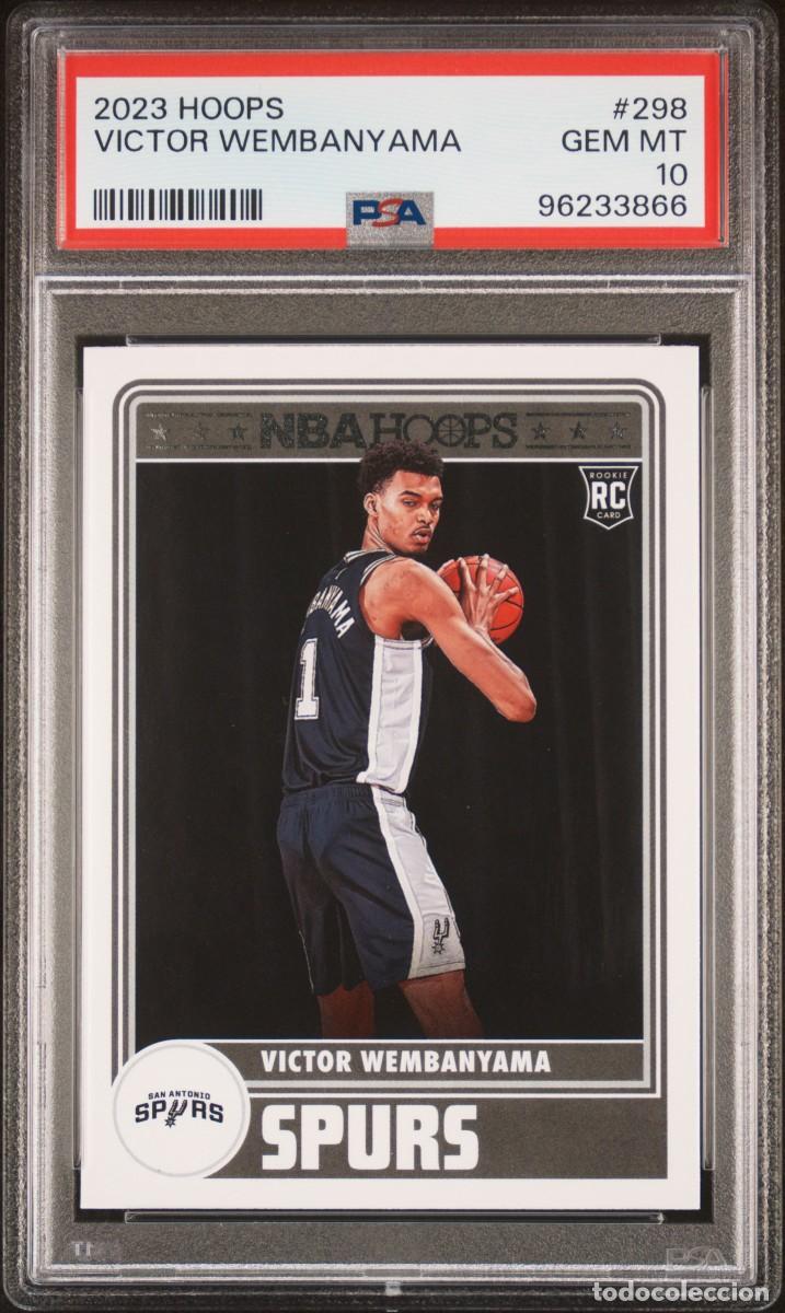 Cromos de f&uacute;tbol: Rookie Victor Wembanyama #298 NBA Hoops Panini 2023 24 PSA 10