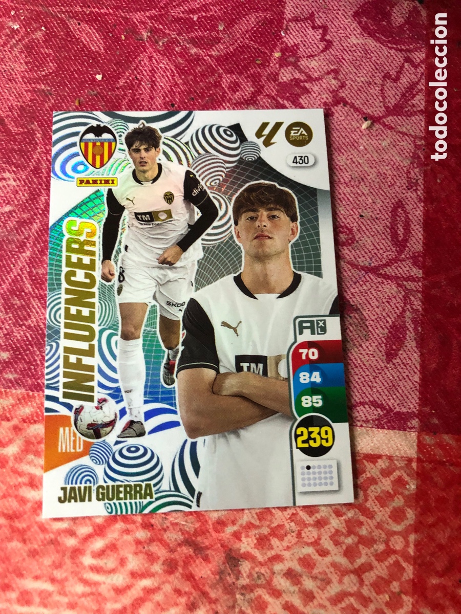 Cromos de f&uacute;tbol: 430 JAVI GUERRA VALENCIA CF INFLUENCERS FICHAS ALBUM ADRENALYN XL 2024 2025 24 25