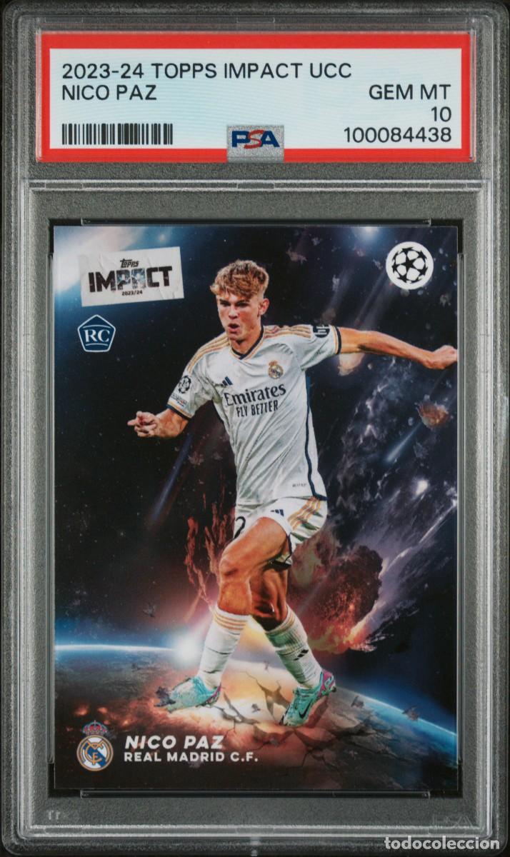 Cromos de f&uacute;tbol: Rookie Nico Paz Real Madrid Topps Impact UCC 2023 2024 PSA 10