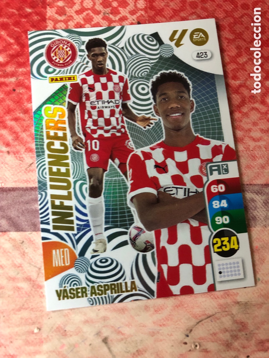 Cromos de f&uacute;tbol: ADRENALYN 2024 2025 24 25 ALBUM PANINI LIGA N 423 GIRONA INFLUENCERS YASER ASPRILLA