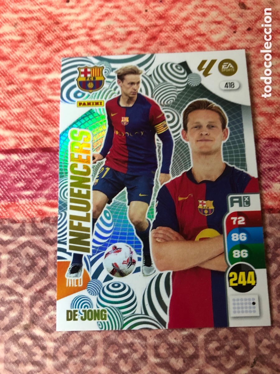 Cromos de f&uacute;tbol: De Jong Influencers n&uacute;mero 418 Del Barcelona cromo adrenalyn XL 24-25 2024-2025