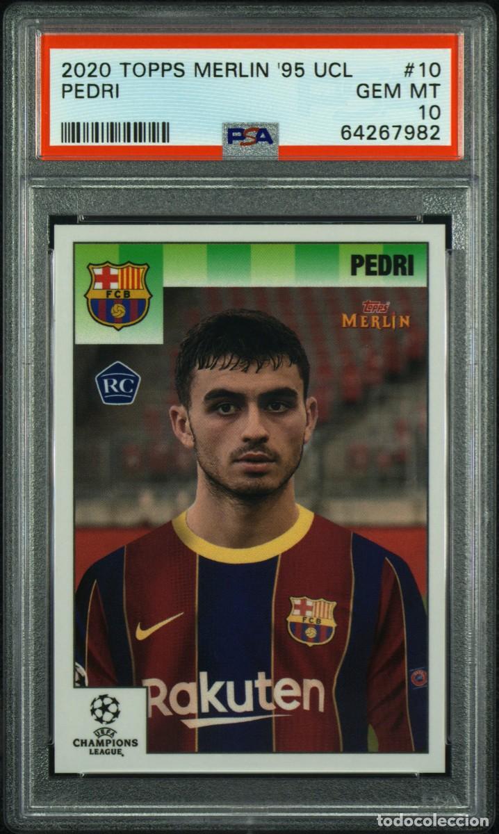 Cromos de f&uacute;tbol: Rookie Pedri #10 FC Barcelona Topps Merlin Heritage 95 UCL 2020 21 PSA 10