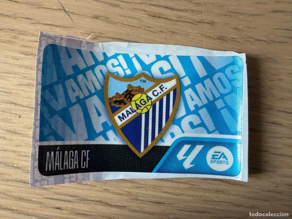 Cromos de f&uacute;tbol: VAMOS ESCUDO MALAGA 26 27 2026 2027 LIGA EA SPORTS CHICLES CHICLE ESTE SIN PEGAR STICKER