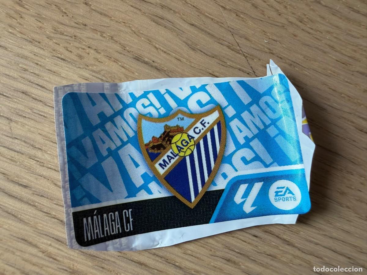 Cromos de f&uacute;tbol: VAMOS ESCUDO MALAGA 26 27 2026 2027 LIGA EA SPORTS CHICLES CHICLE ESTE SIN PEGAR STICKER