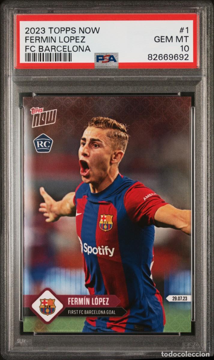 Cromos de f&uacute;tbol: Rookie Fermin Lopez FC Barcelona Topps Knockout Football DNA 2023 24 PSA 10