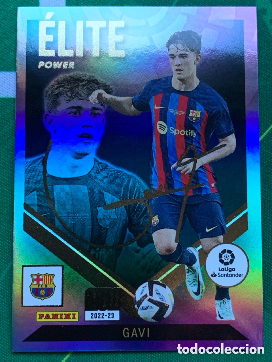 Cromos de f&uacute;tbol: MEGACRACKS 2022 2023 22 23 PANINI GAVI 496 P496 &Eacute;LITE POWER FIRMADA BARCELONA MGK BAR&Ccedil;A 3&ordf;