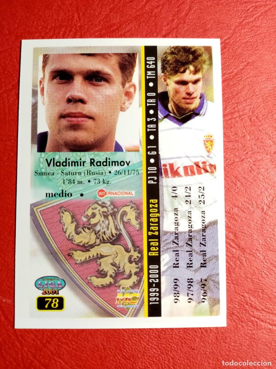 Cromos de f&uacute;tbol: N&ordm; 78 RADIMOV, REAL ZARAGOZA, FICHAS LIGA 2000 2001, 00 01, MUNDICROMO