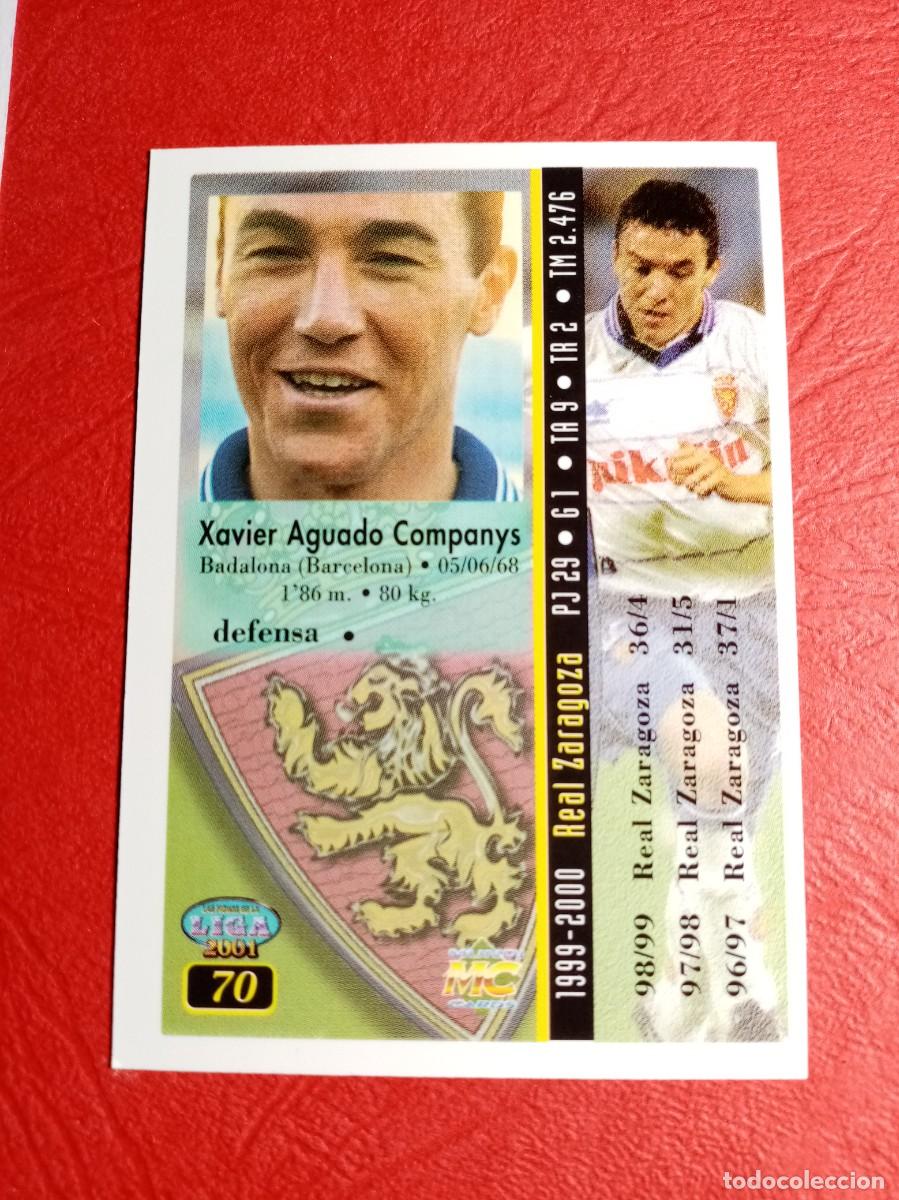 Cromos de f&uacute;tbol: N&ordm; 70 AGUADO, REAL ZARAGOZA, FICHAS LIGA 2000 2001, 00 01, MUNDICROMO