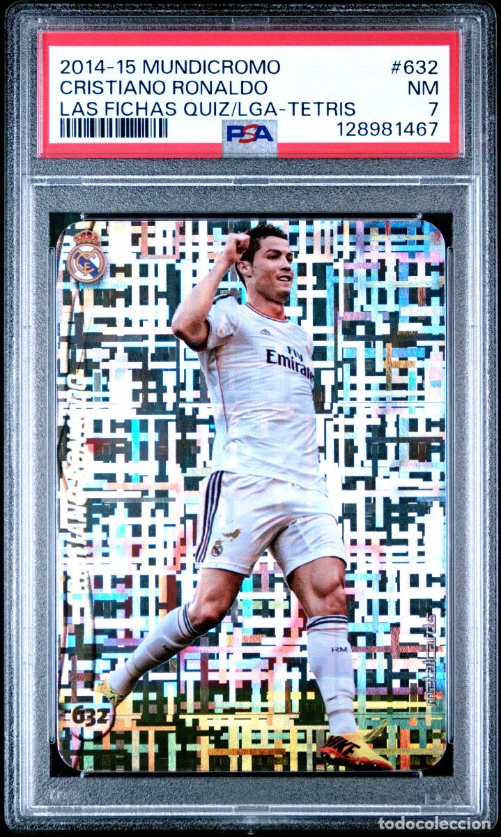 Cromos de f&uacute;tbol: Cristiano Ronaldo #632 Real Madrid Mundicromo Fichas Quiz Tetris 2014 15 PSA 7