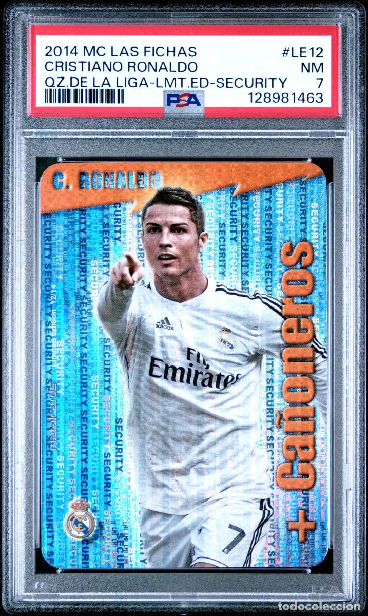 Cromos de f&uacute;tbol: Cristiano Ronaldo LE12 Real Madrid Mundicromo E. Limitada Security 2014 15 PSA 7