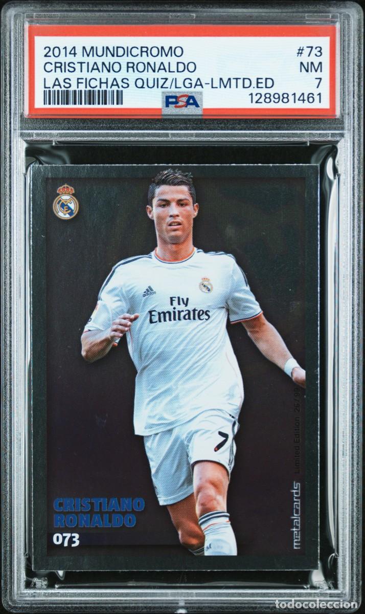 Cromos de f&uacute;tbol: Cristiano Ronaldo #73 Real Madrid Mundicromo Quiz Edicion Limitada 2014 15 PSA 7