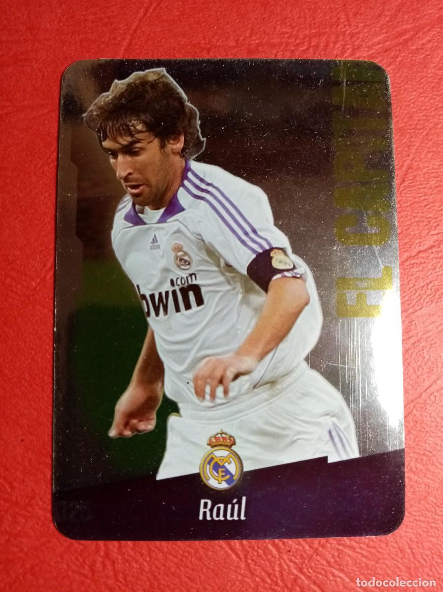 Cromos de f&uacute;tbol: N&ordm; 25 RAUL, CAPITAN, BRILLANTE PUNTAS REDONDAS, R. MADRID CF, FICHAS LIGA 2009, 08 09, MUNDICROMO