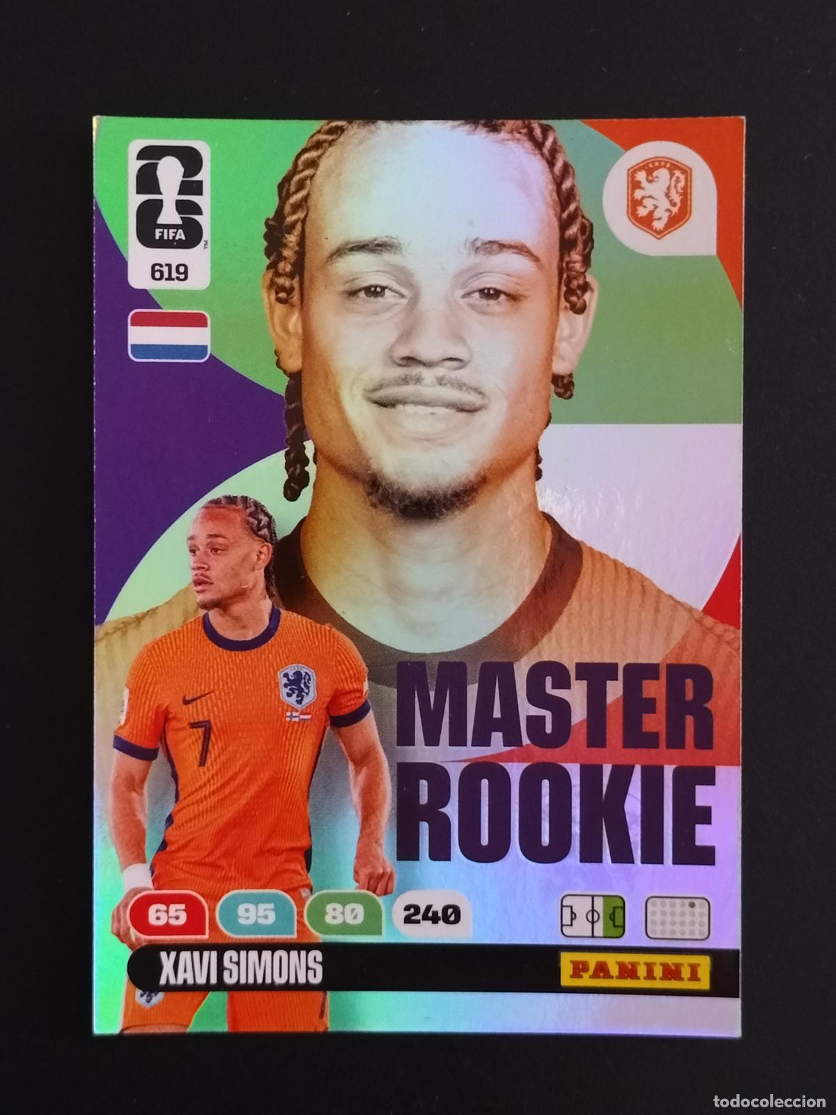 Cromos de f&uacute;tbol: 619 XAVI SIMONS MASTER ROOKIE HOLANDA PAISES BAJOS ADRENALYN MUNDIAL 26 2026 FIFA WORLD CUP PANINI