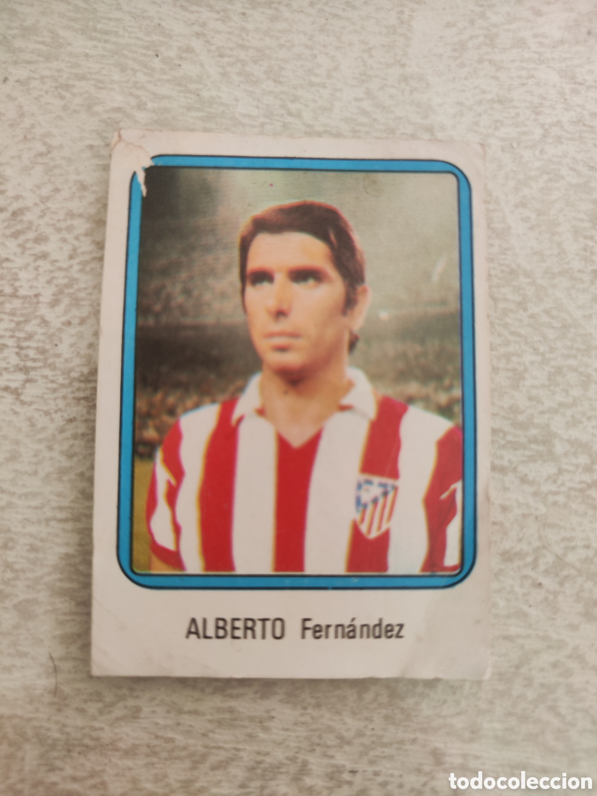 Fu&szlig;ball-Sticker: Vulcano 75 76 1975 1976 sin pegar n&uacute;mero 42 Atl&eacute;tico Madrid Alberto con defecto