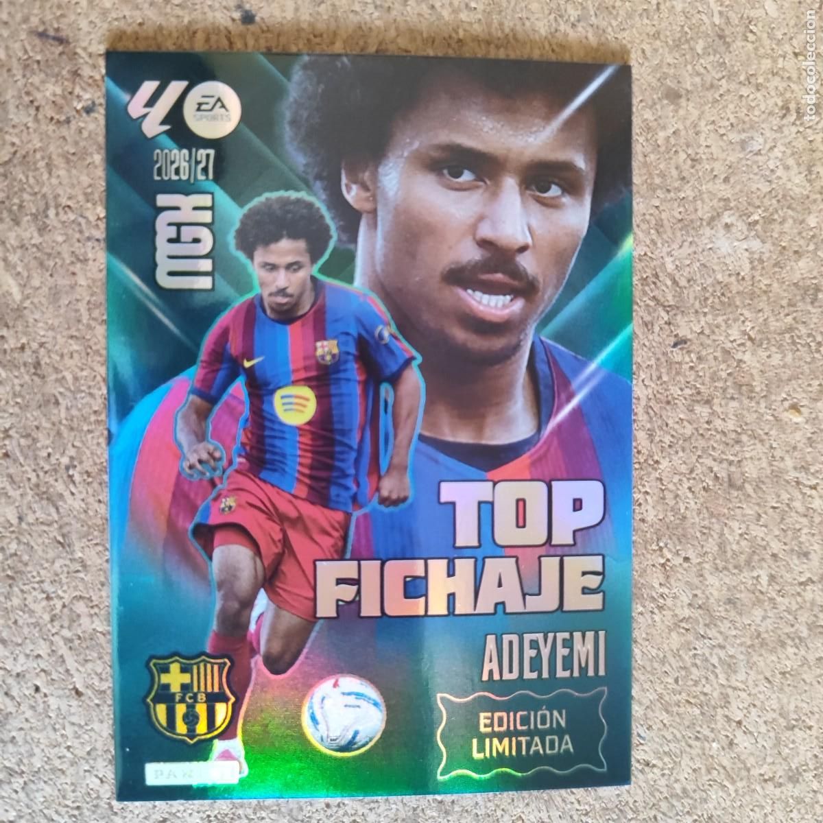 Football Stickers: MEGACRACKS 26/27 CARD TOP FICHAJE ADEYEMI FC BARCELONA EDICION LIMITADA # PANINI