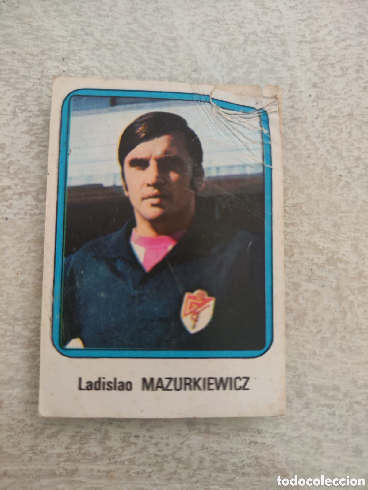 Cromos de f&uacute;tbol: Vulcano 75 76 1975 1976 sin pegar n&uacute;mero 104 Granada Mazurkiewicz con esquina estropeada
