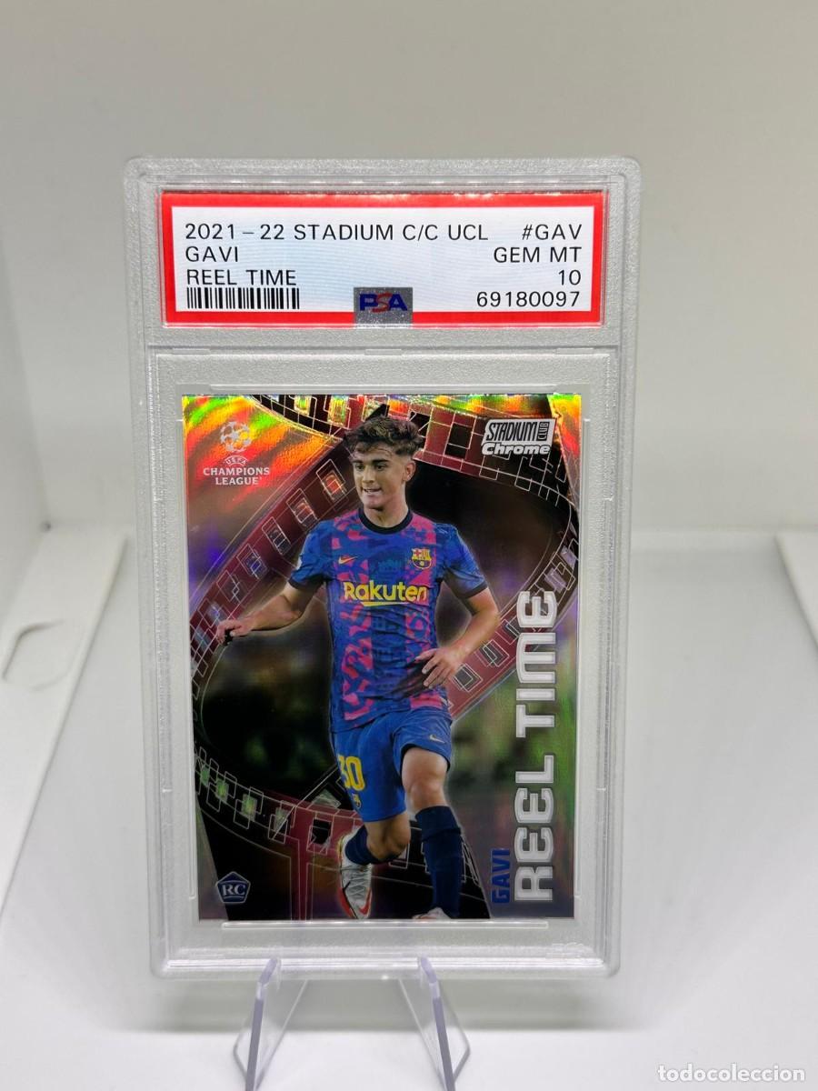 Cromos de f&uacute;tbol: Rookie Gavi #GAV FC Barcelona Topps Stadium Chrome Glimpses Reel 2021 22 PSA 10