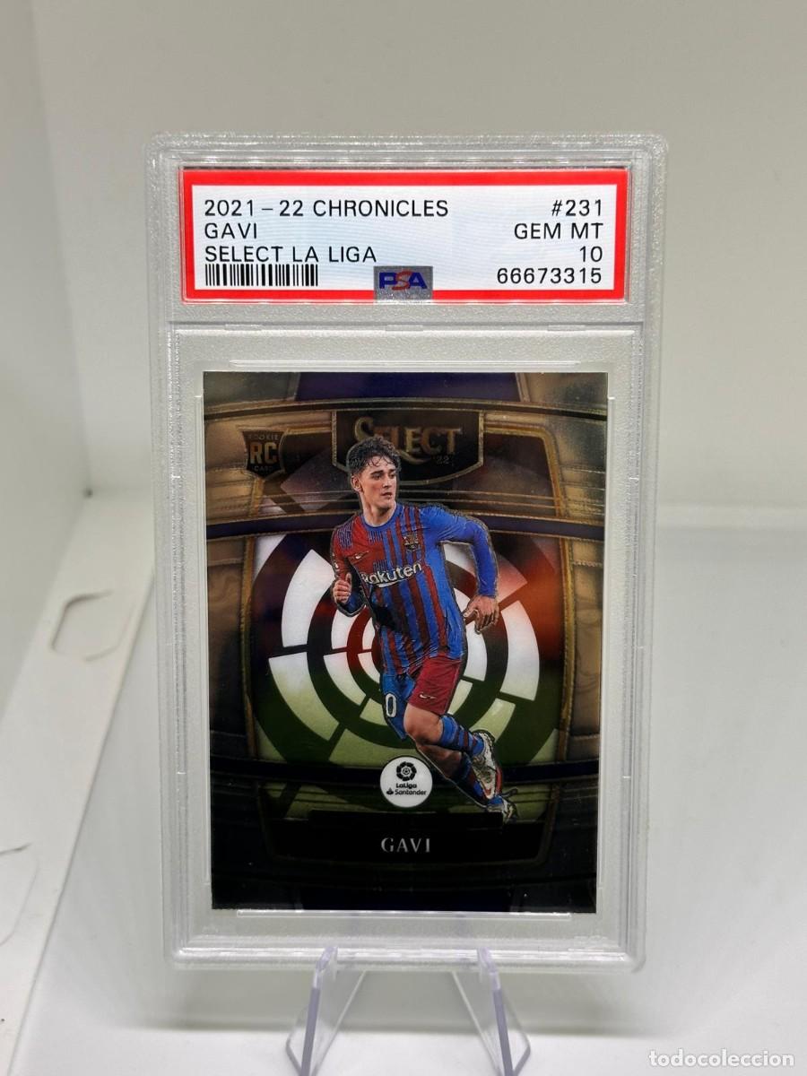 Cromos de f&uacute;tbol: Rookie Gavi #231 FC Barcelona Panini Chronicles Select La Liga 2021 22 PSA 10