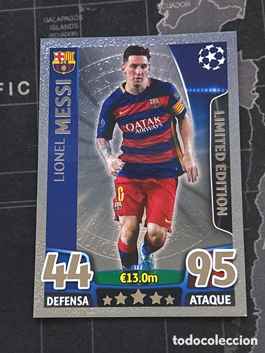 Figurine di Calcio: LIONEL MESSI (BARCELONA) LIMITED EDITION PLATA TOPPS MATCH ATTAX CHAMPIONS LEAGUE 2015 2016 15 16