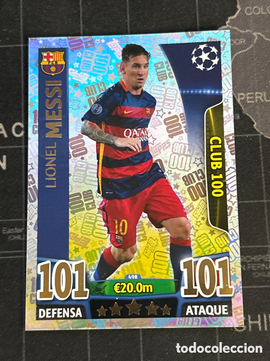 Figurine di Calcio: 498 LIONEL MESSI (BARCELONA) 100 CLUB TOPPS MATCH ATTAX CHAMPIONS LEAGUE 2015 2016 15 16