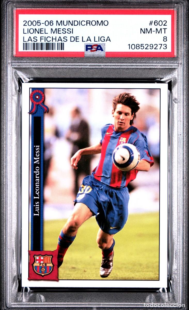 Cromos de f&uacute;tbol: Lionel Messi #602 FC Barcelona Mundicromo Las Fichas de la Liga 2005 2006 PSA 8