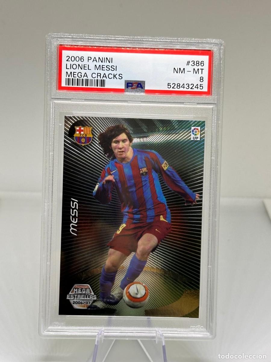 Cromos de f&uacute;tbol: Messi #386 FC Barcelona Panini Megacracks 2006 07 PSA 8