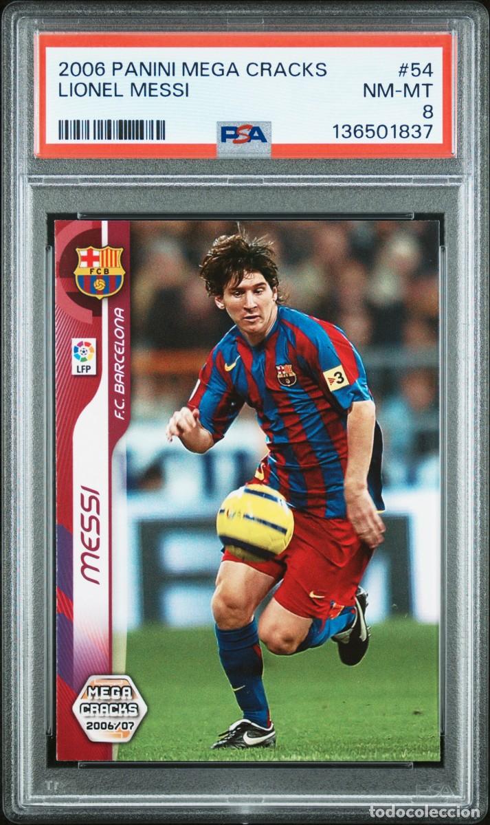 Cromos de f&uacute;tbol: Messi #54 FC Barcelona Panini Megacracks 2006 07 PSA 8