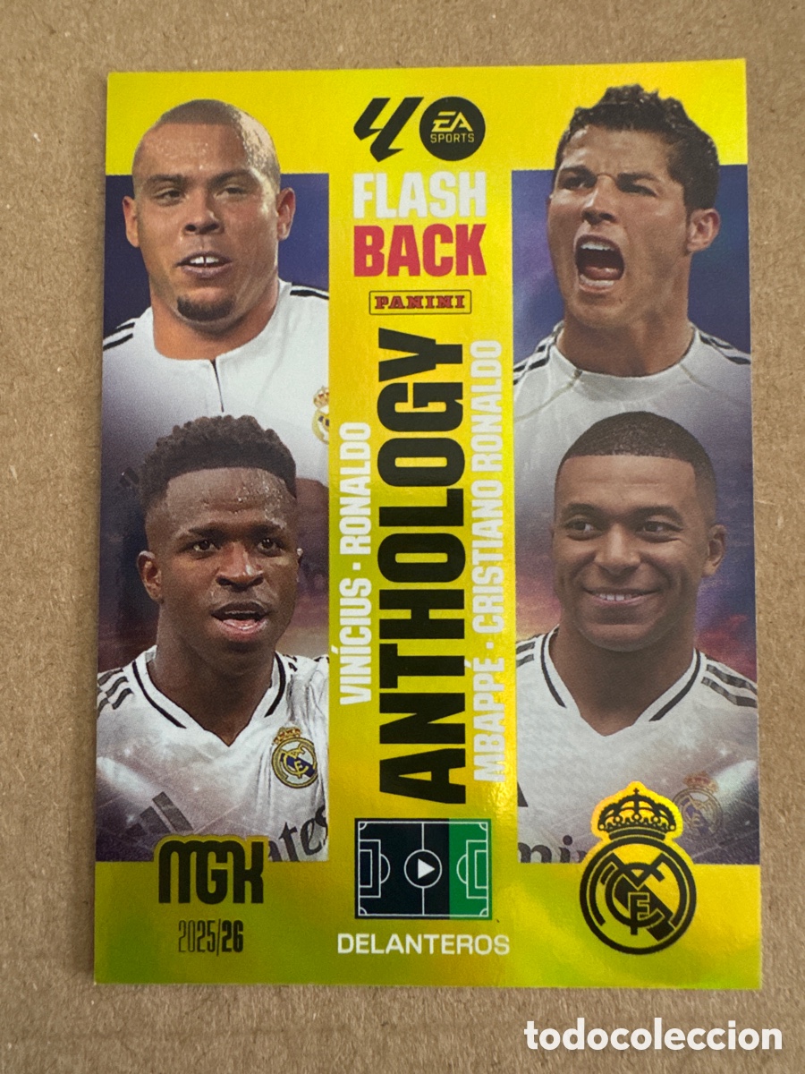 Cromos de f&uacute;tbol: # 440 Cristiano Ronaldo Mbappe Vinicius Real Madrid FlashBack Anthology Megacracks 25 26 2025 2026