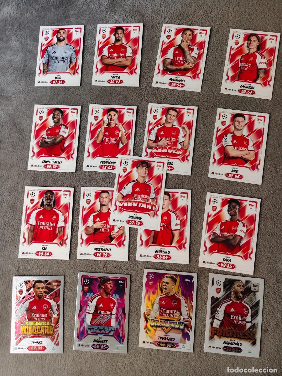 Cromos de f&uacute;tbol: LOTE 13 BASE 4 ESPECIALES ARSENAL DOWMAN RAYA ZUBIMENDI MATCH ATTAX 26/27 2026 2027 TOPPS UCC AAU