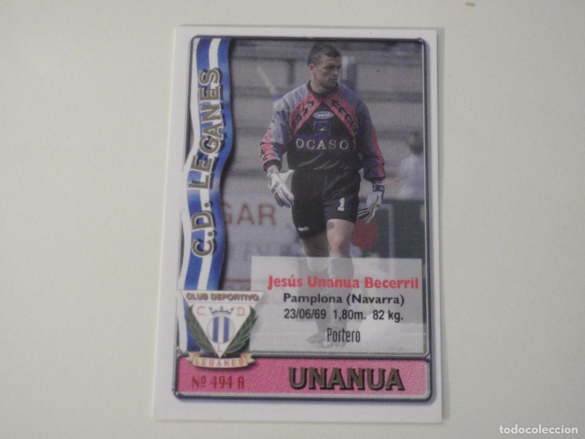 Figurine di Calcio: 494A. UNANUA - 494 B. MESAS (Legan&eacute;s). LAS FICHAS DE LA LIGA 1996 1997 MUNDICROMO. 96 97