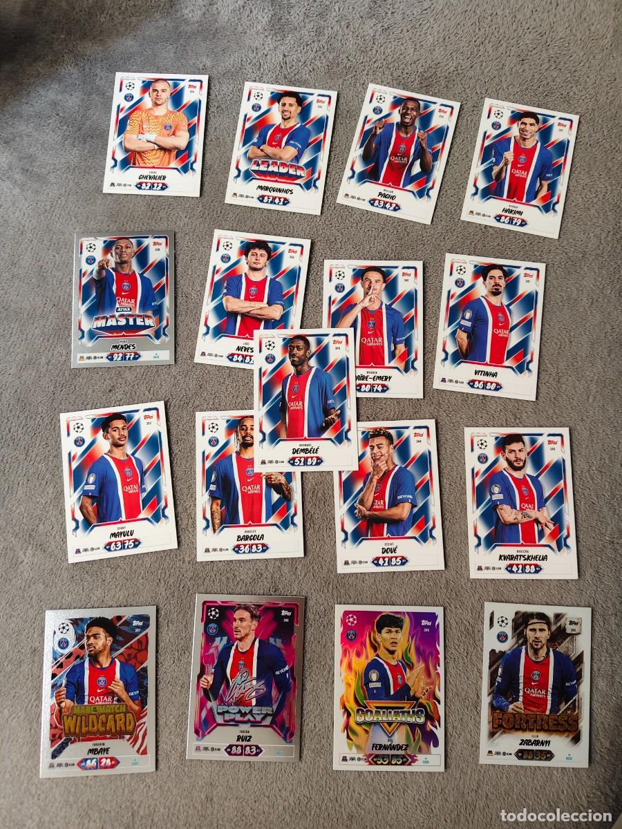 Cromos de f&uacute;tbol: LOTE 13 BASE 4 ESPECIALES PARIS SAINT-GERMAIN DEMBELE MATCH ATTAX 26/27 2026 2027 TOPPS UCC AAU