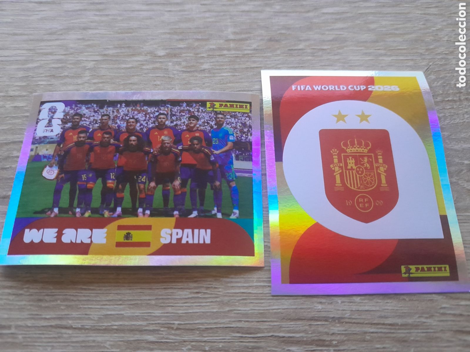 Cromos de f&uacute;tbol: lote 2 cromos Espa&ntilde;a Mundial 2026 n&ordm; 1 bis y n&ordm; 13 bis actualizacion