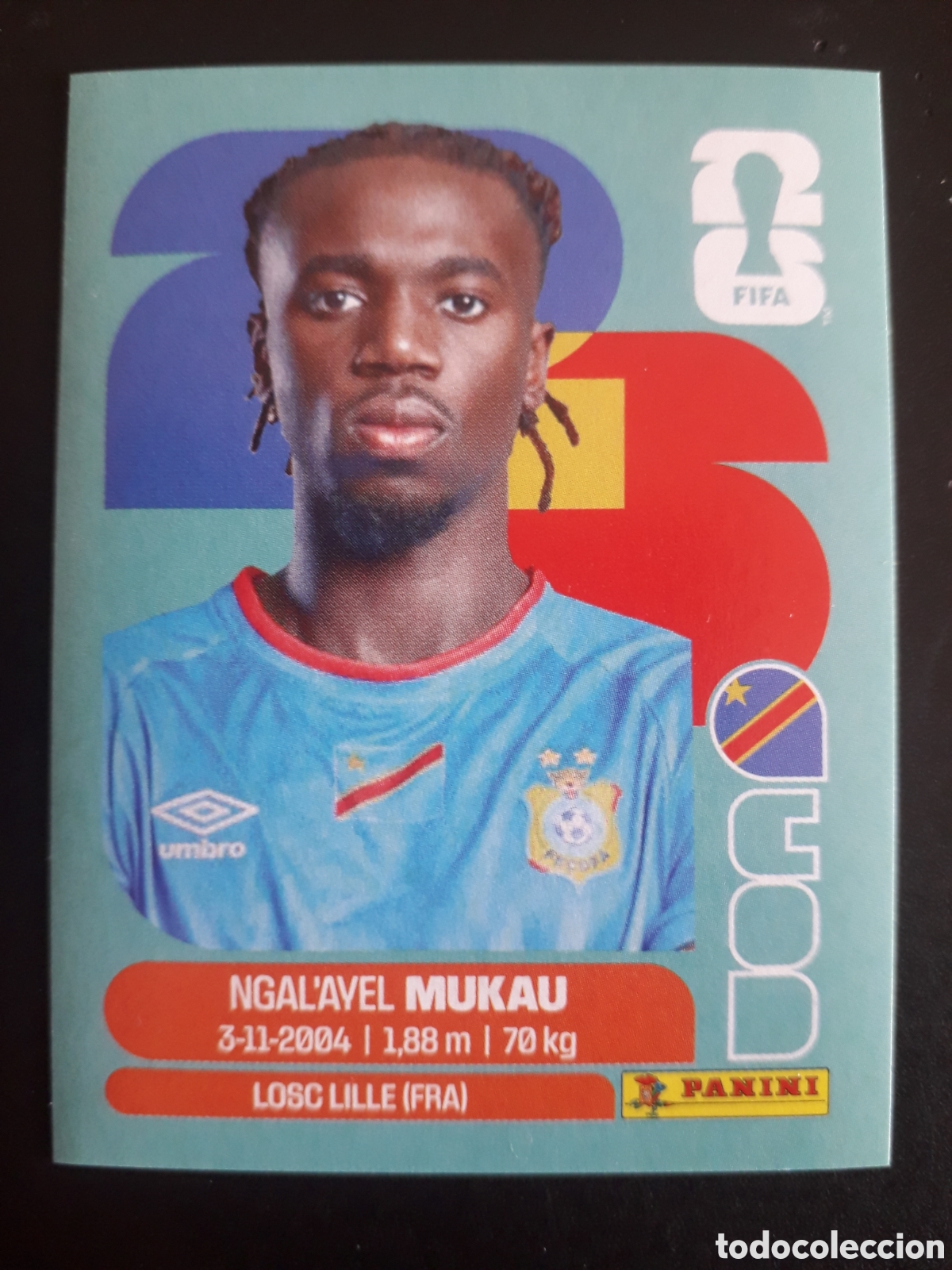 Figurine di Calcio: MUKAU CONGO COD 9 MUNDIAL F&Uacute;TBOL 2026 FIFA WORLD CUP PANINI SIN PEGAR PEDIDO M&Iacute;NIMO 3&euro;