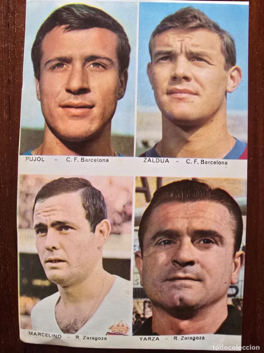 Cromos de f&uacute;tbol: Lamina Cromos Futbol.Pujol.Zaldua.Barcelona Marcelino.Yarza.Zaragoza.Graficas Bergas
