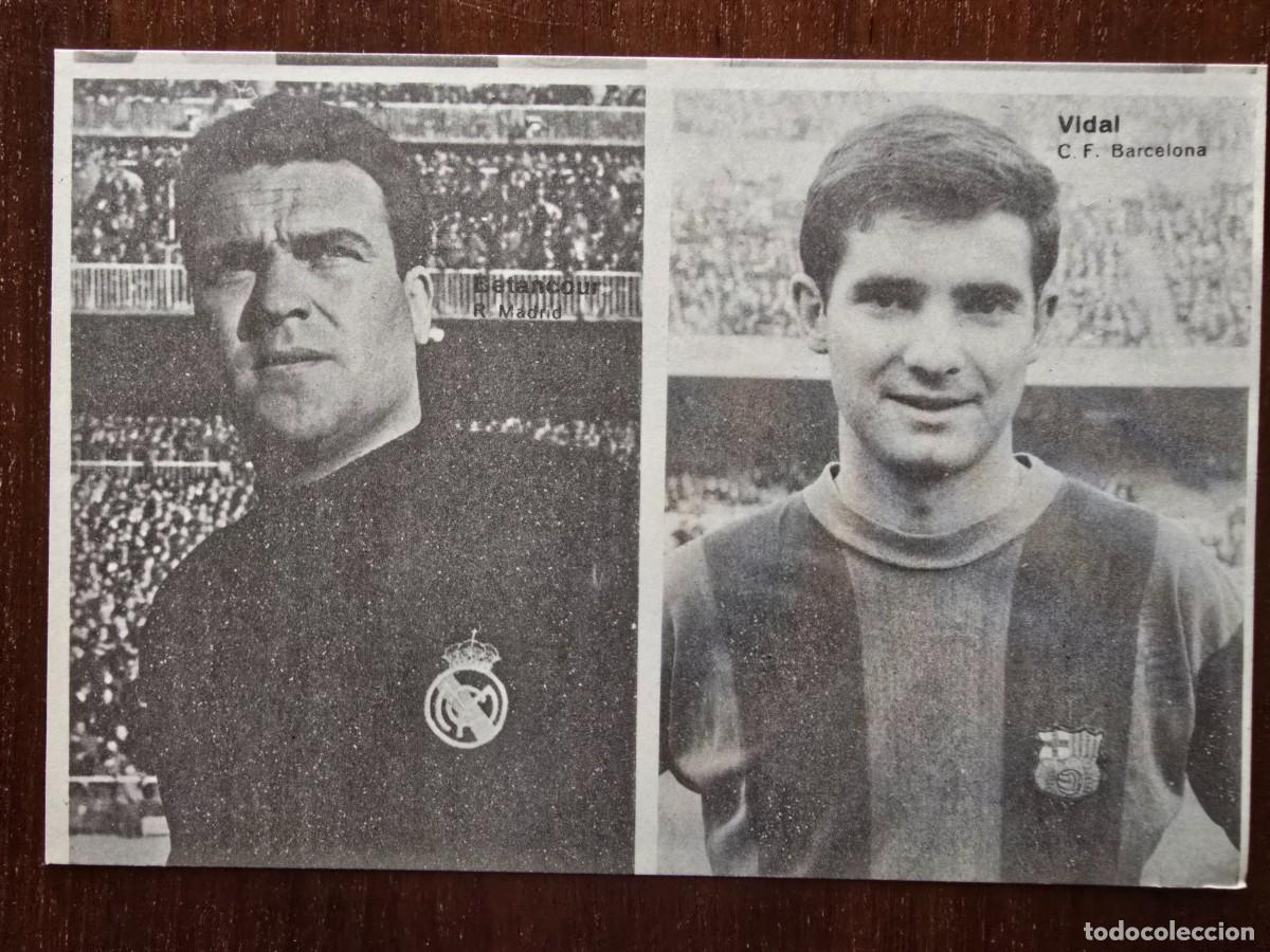 Cromos de f&uacute;tbol: Lamina Doble Cromos Futbol.Betancort.Real Madrid.Vidal F.C.Barcelona.Graficas Bergas