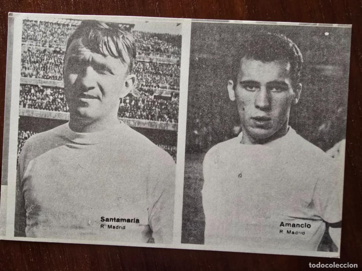 Cromos de f&uacute;tbol: Lamina Doble Cromos Futbol.Santamaria.Amancio.Real Madrid.Graficas Bergas